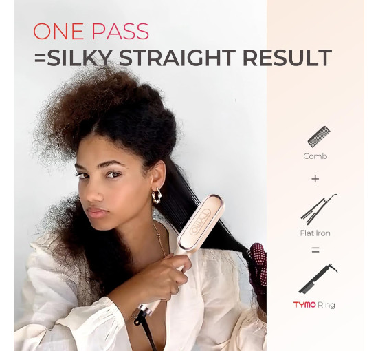Випрямляч для волосся TYMO Ring Hair Straightener Brush – праска для випрямлення волосся з вбудованою гребінцем, швидке нагрівання, захист від опіків (my-17046)