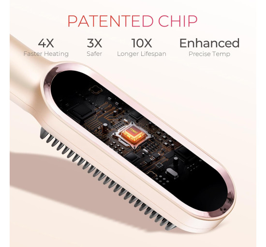 Випрямляч для волосся TYMO Ring Hair Straightener Brush – праска для випрямлення волосся з вбудованою гребінцем, швидке нагрівання, захист від опіків (my-17046)