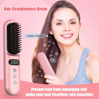 Выпрямляющая щетка для укладки волос Gabrella Hair Straightener Brush Pink (my-7020)