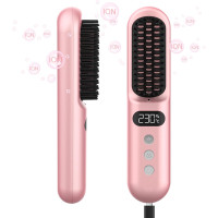 Випрямляюча щітка для укладання волосся Gabrella Hair Straightener Brush Pink (my-7020)