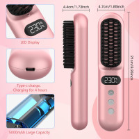 Выпрямляющая щетка для укладки волос Gabrella Hair Straightener Brush Pink (my-7020)