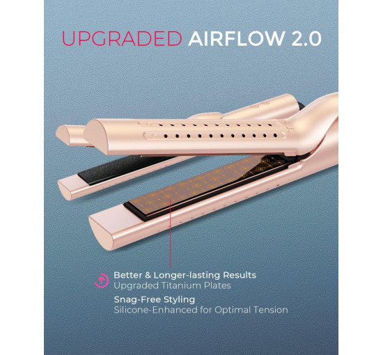 Плойка випрямляч та щипці для завивки волосся TYMO HC506DP Airflow 2.0 Flat Iron золотисто-рожевий (my-18056)