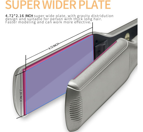 Выпрямитель для волос K&K QY-1085 с очень широкой пластиной 2,24 дюйма, керамическое покрытие, вилка для Великобритании (my-2022)