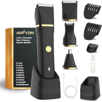 Перезаряжаемый 3 в 1 триммер для волос на теле для мужчин AREYZIN BG600BK, док-станция для подзарядки USB, сменные керамические лезвия, черный (my-12006)