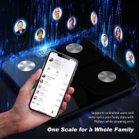 Умные напольные весы Foryond ZRW-TZC-SRK для анализа состава массы тела, монитор, высокоточное измерение ИМТ, умное приложение для отслеживания, черные (my-12080)