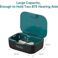 Електронна сушарка для слухових апаратів TKING HD100L, очищення та осушувач ультрафіолету C (UV-C), автоматичний сухий футляр (my-019)