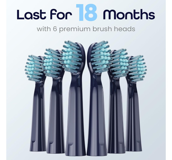 Електрична зубна щітка 7AM2M Sonic для дорослих із 6 насадками синій (my-18091)
