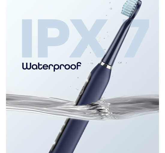 Електрична зубна щітка 7AM2M Sonic для дорослих із 6 насадками синій (my-18091)