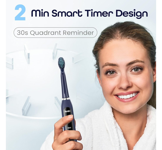 Електрична зубна щітка 7AM2M Sonic для дорослих із 6 насадками синій (my-18091)