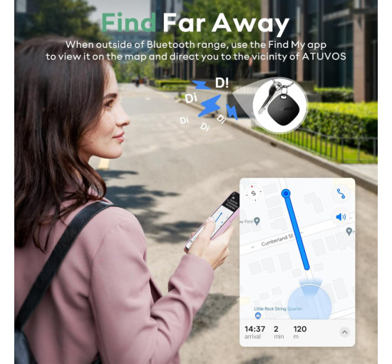 Смарт Bluetooth трекер брелок ATUVOS Tag AT2301 (для iOS) со звуковым сигналом (my-18147)
