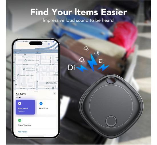 Bluetooth-метка Air Tracker для поиска предметов (4 шт.) с функцией поиска ключей, совместимая с Apple Find My (только iOS), водонепроницаемость IP67 (my-17140)