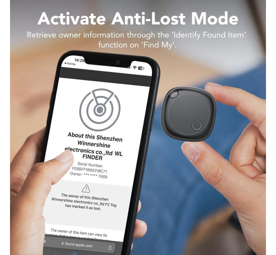 Bluetooth-метка Air Tracker для поиска предметов (4 шт.) с функцией поиска ключей, совместимая с Apple Find My (только iOS), водонепроницаемость IP67 (my-17140)