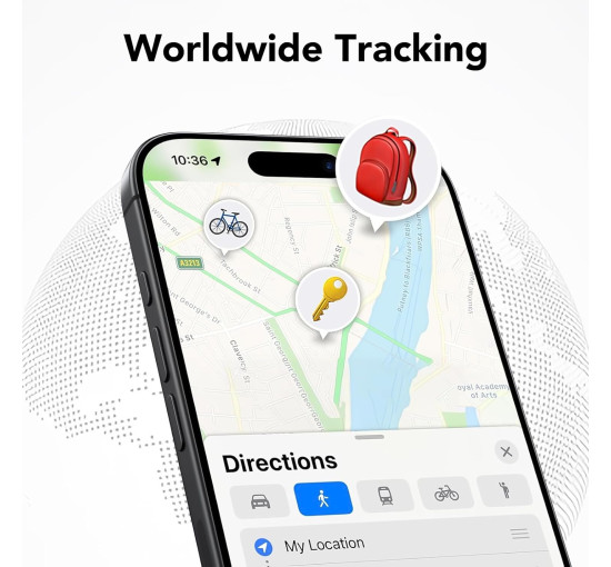 Bluetooth-метка Air Tracker для поиска предметов (4 шт.) с функцией поиска ключей, совместимая с Apple Find My (только iOS), водонепроницаемость IP67 (my-17140)