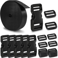 Набор ремней с пряжками CooBigo, быстросъемные пряжки 6 шт. + слайдеры Tri-Glide 12 шт., двойная регулируемая пластиковая пряжка с зажимом для ремня (my-15304)