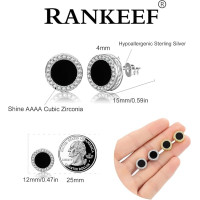 Мужские серьги RANKEEF Aretes Para Hombre Iced Out с серебряным покрытием, гипоаллергенные круглые серьги-гвоздики в стиле хип-хоп (my-15358)
