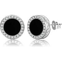 Чоловічі сережки RANKEEF Aretes Para Hombre Iced Out зі срібним покриттям, гіпоалергенні круглі сережки-гвоздики в стилі хіп-хоп (my-15358)