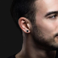 Чоловічі сережки RANKEEF Aretes Para Hombre Iced Out зі срібним покриттям, гіпоалергенні круглі сережки-гвоздики в стилі хіп-хоп (my-15358)