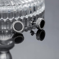 Чоловічі сережки RANKEEF Aretes Para Hombre Iced Out зі срібним покриттям, гіпоалергенні круглі сережки-гвоздики в стилі хіп-хоп (my-15358)