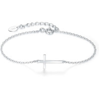 Браслет-крест из стерлингового серебра 925 пробы для женщин SILBERTALE, изящные религиозные регулируемые браслеты с кубическим цирконием (my-15392)