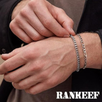 Браслет-цепочка RANKEEF Figaroиз 2 предметов для мужчин - 925 пробы стерлингового серебра 7-9 дюймов (my-15380)