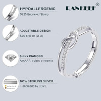 Кільце зі стерлінгового срібла для жінок RANKEEF Style B, з кубічним цирконієм, назавжди пов'язані кільця, що регулюються (my-15383) Кільце зі стерлінгового срібла для жінок RANKEEF Style B, з кубічним цирконієм, назавжди пов'язані кільця, що регулюються (my-15383)