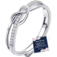 Кільце зі стерлінгового срібла для жінок RANKEEF Style B, з кубічним цирконієм, назавжди пов'язані кільця, що регулюються (my-15383) Кільце зі стерлінгового срібла для жінок RANKEEF Style B, з кубічним цирконієм, назавжди пов'язані кільця, що регулюються (my-15383)