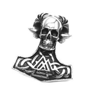 Кулон череп молот Тора з нержавіючої сталі ланцюжок 125 + кільце 1061 (my-15386) Кулон череп молот Тора з нержавіючої сталі ланцюжок 125 + кільце 1061 (my-15386)