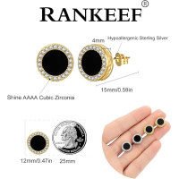 Мужские серьги RANKEEF Aretes Para Hombre Iced Out из 18-каратного золота с серебряным покрытием, гипоаллергенные круглые серьги-гвоздики (my-15379)