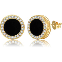 Мужские серьги RANKEEF Aretes Para Hombre Iced Out из 18-каратного золота с серебряным покрытием, гипоаллергенные круглые серьги-гвоздики (my-15379)