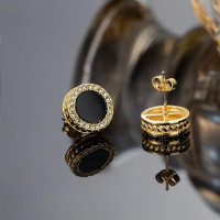 Чоловічі сережки RANKEEF Aretes Para Hombre Iced Out з 18-каратного золота зі срібним покриттям, гіпоалергенні круглі сережки-гвоздики (my-15379)