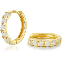 Сережки-кільця із стерлінгового срібла 925 проби з білим опалом SILBERTALE, маленькі сережки-кільця із золота без вмісту нікелю, 6 мм (my-15393) Сережки-кільця із стерлінгового срібла 925 проби з білим опалом SILBERTALE, маленькі сережки-кільця із золота без вмісту нікелю, 6 мм (my-15393)