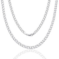 Ланцюжок зі стерлінгового срібла 925 проби SILBERTALE, справжній срібний ланцюжок для чоловіків і жінок, ширина 4 мм, довжина 60 см (my-15397) Ланцюжок зі стерлінгового срібла 925 проби SILBERTALE, справжній срібний ланцюжок для чоловіків і жінок, ширина 4 мм, довжина 60 см (my-15397)