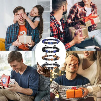 Набір 4 шт. еластичні браслети: лавовий камінь, синє тигрове око, камінь говліт для чоловіків 8 мм RANKEEF, намистини (my-15344)