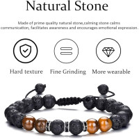 Набор 4 шт. эластичные браслеты: лавовый камень, синий тигровый глаз, камень говлит для мужчин 8 мм RANKEEF, бусины (my-15344)