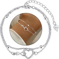 Срібний регульований браслет RANKEEF #921 «Нескінченність» для жінок, гіпоалергенний, легкий, багатошаровий (my-15340)