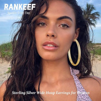 Широкие золотые серьги-кольца для женщин RANKEEF 5MM из стерлингового серебра 40 MM (my-15341)