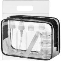 Водонепроницаемая прозрачная косметичка из ПВХ + 7 дорожных флаконов MOCOCITO XSD01B-DE (my-15197)