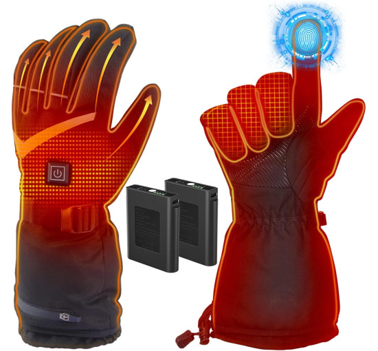 Улучшенные перчатки LOTTBUTY размер  L черные с подогревом для мужчин и женщин, 4 регулируемые температуры, водонепроницаемые (my-052)