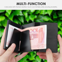 WALLFID AirTag гаманець тримач для кредитних карток для чоловіків, шкіряний чохол для кредитних карток з блокуванням RFID, чорний, класичний (my-15299)