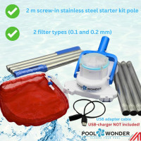 Аккумуляторный пылесос для бассейна Poolwonder Cleverix со стартовой штангой длиной 2 м (my-18020)