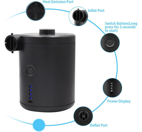 Портативный электрический воздушный насос для надувных матрасов HUISHIDAI LQ-168 (my-18104)