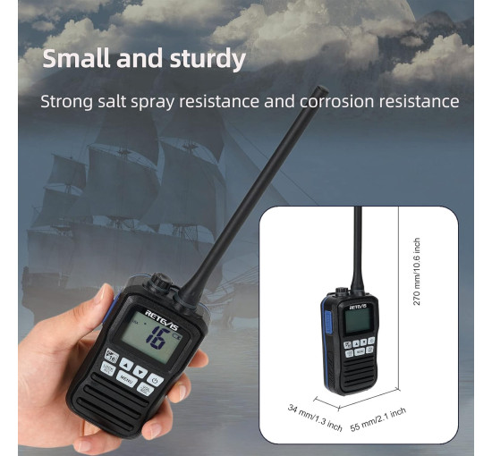 Портативна морська водонепроникна радіостанція Retevis RM01 з метеослужбою NOAA (my-18093)
