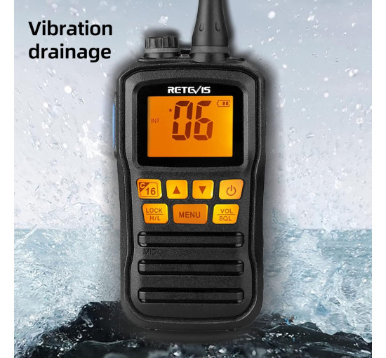 Портативна морська водонепроникна радіостанція Retevis RM01 з метеослужбою NOAA (my-18093)