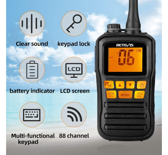 Портативна морська водонепроникна радіостанція Retevis RM01 з метеослужбою NOAA (my-18093)