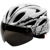 Велосипедний шолом розмір L зі знімним магнітним козирком FRFJY для окулярів для жінок та чоловіків, регульований та дихаючий захист, біло-чорний (my-7105)