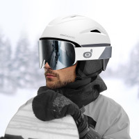 Гірськолижний шолом Odoland Ski Arctic White, розмір M, шолом для лиж-сноуборду з окулярами, протиударний, вітрозахисний (my-2084)