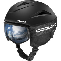 Гірськолижний шолом Odoland Ski Helmet Black, розмір M, шолом для лиж-сноуборду з окулярами, протиударний, вітрозахисний (my-2085)