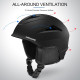 Гірськолижний шолом Odoland Ski Helmet Black, розмір M, шолом для лиж-сноуборду з окулярами, протиударний, вітрозахисний (my-2085)