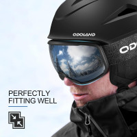 Гірськолижний шолом Odoland Ski Helmet Black, розмір M, шолом для лиж-сноуборду з окулярами, протиударний, вітрозахисний (my-2085)