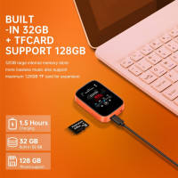 Bluetooth Mp3-плеєр з пам'яттю 32 ГБ, 1,8 дюйми екран QNGEE S5 помаранчевий (my-4173)